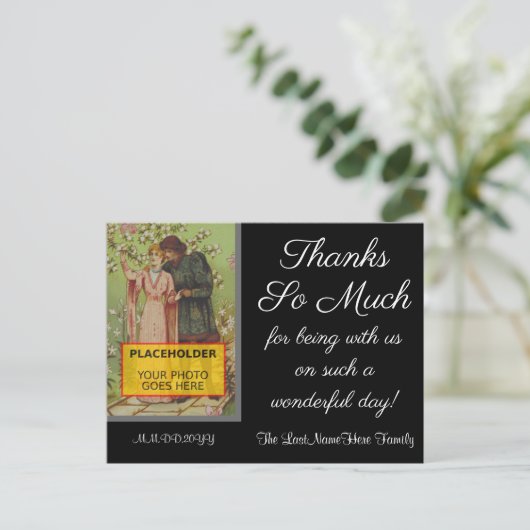 Extravagante, benutzerdefinierbare Postkarte "Dank (Stehend Vorderseite)