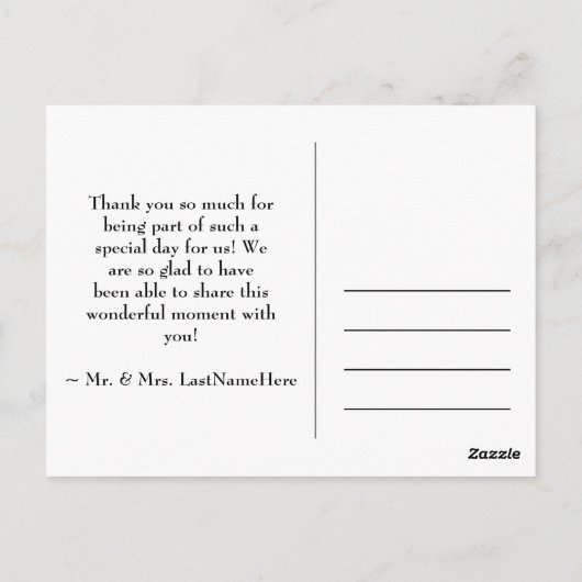 Extravagante, benutzerdefinierbare Postkarte "Dank (Rückseite)