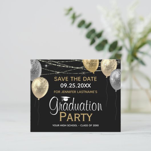 Extravagante Bildungspartei Save the Date Einladun (Stehend Vorderseite)