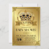 Extravagante Black Gold Prince Kinderdusche Einlad Einladung (Vorderseite)