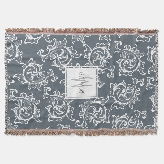 Extravagante Blätter mit weißem Scrollbild - Perso Decke (Vorderseite)