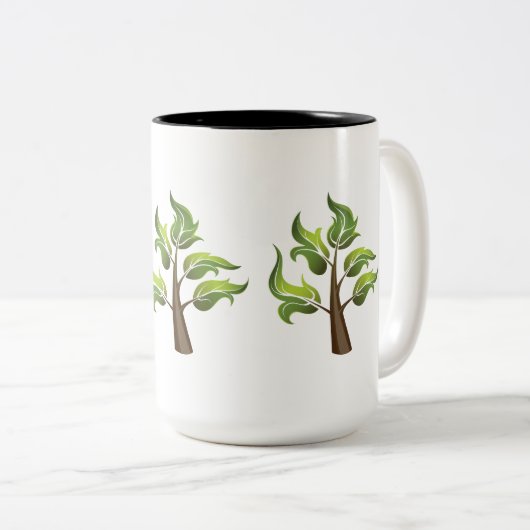 Extravagante Blätter Zweifarbige Tasse (VorderseiteRechts)