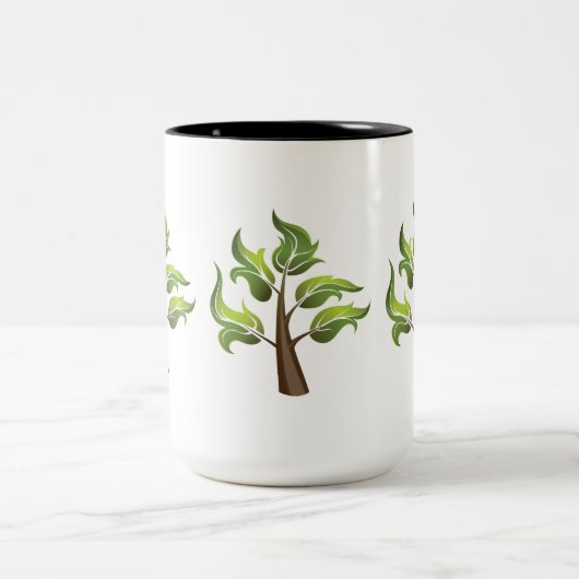 Extravagante Blätter Zweifarbige Tasse (Mittel)