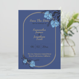 Extravagante blaue Blume Hochzeit speichern das Da Einladung