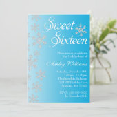 Extravagante Blaue Schneeflocken Winterwonderland Einladung (Stehend Vorderseite)