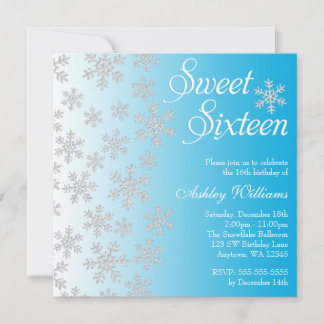 Extravagante Blaue Schneeflocken Winterwonderland Einladung