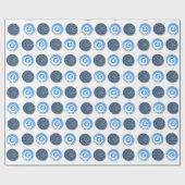 Extravagante blaue Tasten Muster auf Weiß Geschenkpapier (Flach)