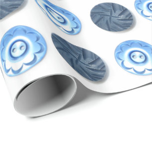 Extravagante blaue Tasten Muster auf Weiß Geschenkpapier