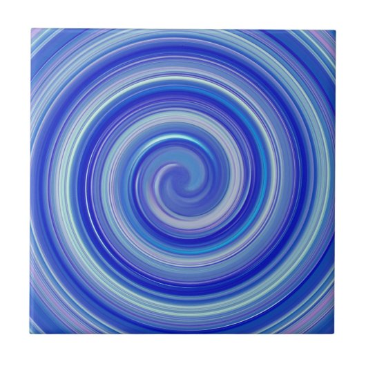 Extravagante Blauspirale Fliese (Vorderseite)