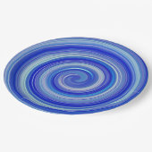 Extravagante Blauspirale Pappteller (Schrägansicht)