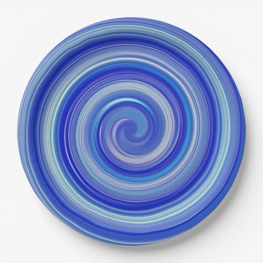 Extravagante Blauspirale Pappteller (Vorderseite)