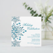 Extravagante Blue Jewel Schneeflocken Einladung (Stehend Vorderseite)