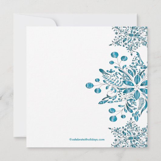 Extravagante Blue Jewel Schneeflocken Einladung (Rückseite)