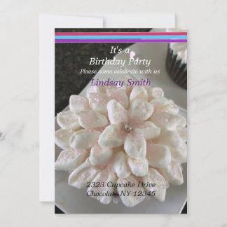 Extravagante Blume Cupcakes Geburtstagsparty Einla Einladung