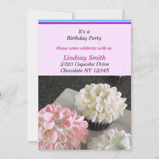 Extravagante Blume Cupcakes Geburtstagsparty Einla Einladung