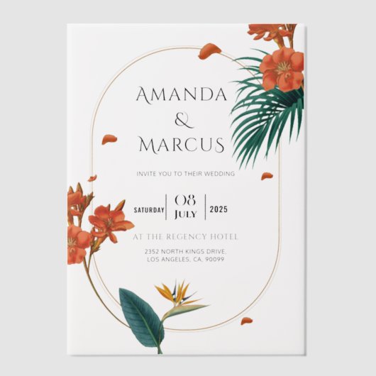 Extravagante Blume Hochzeit Pergament Einladungen (Vorderseite)