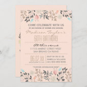 Extravagante Blume und Diamanten 60. Geburtstag Einladung (Vorne/Hinten)