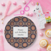 Extravagante Blume und Star-Formen-Muster Geburtst Pappteller (Party)