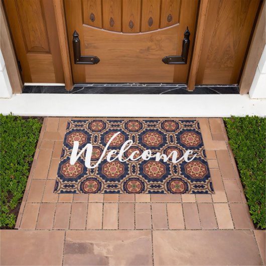 Extravagante Blume und Star-Formen-Muster Willkomm Fußmatte (Außenbereich)