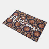 Extravagante Blume und Star-Formen-Muster Willkomm Fußmatte (Schrägansicht)