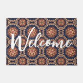 Extravagante Blume und Star-Formen-Muster Willkomm Fußmatte (Vorderseite)