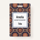 Extravagante Blume und Sternen-Muster Ausweis (Rückseite)