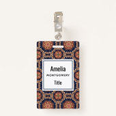 Extravagante Blume und Sternen-Muster Ausweis (Rückseite mit Klammer)