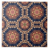 Extravagante Blume und Sternen-Muster Fliese (Vorderseite)