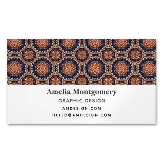 Extravagante Blume und Sternen-Muster Magnetische Visitenkarte (Vorderseite)