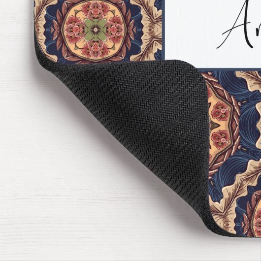 Extravagante Blume und Sternen-Muster Mousepad (Ecke)