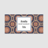 Extravagante Blume und Sternen-Muster Namensschild (Vorderseite)