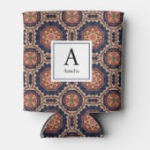 Extravagante Blume und Sternformmuster Monogramm Dosenkühler (Vorderseite)