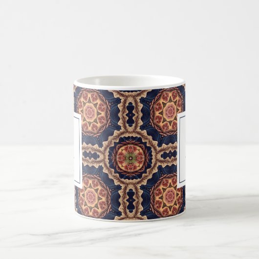 Extravagante Blume und Sternformmuster Monogramm Kaffeetasse (Mittel)