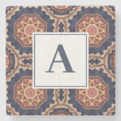 Extravagante Blume und Sternformmuster Monogramm Steinuntersetzer (Vorderseite)