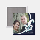 Extravagante Blumen Navy Weißes, individuelles Mag Magnet (Vorderseite/Rückseite)