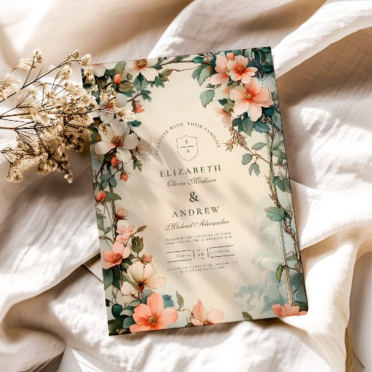 Extravagante Blumenhochzeit Einladung