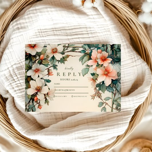 Extravagante Blumenhochzeit RSVP Karte