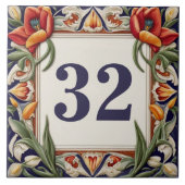 Extravagante Blumenmuster-Hausnummer Schild Plaque Fliese (Vorderseite)