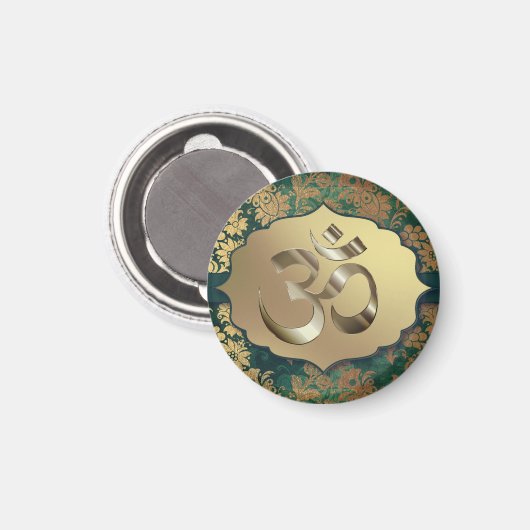 Extravagante Blütengoldfässer Om   Magnet (Vorderseite/Rückseite)