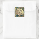 Extravagante Blütengoldfässer Om Quadratischer Aufkleber (Tasche)