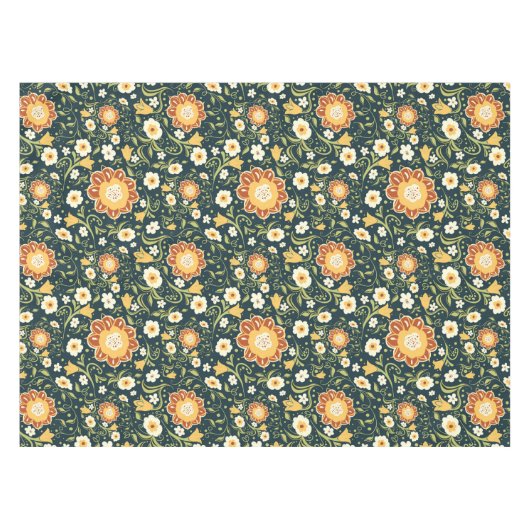 Extravagante Boho-Blume Tischdecke (Vorderseite (Horizontal))