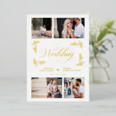 Extravagante Branches Trendy Collage Wedding 4 Fot Folieneinladung (Stehend vorne)