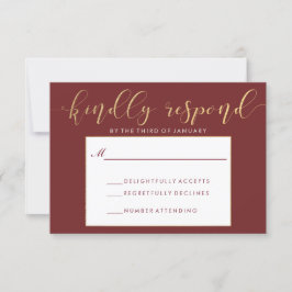 Extravagante Burgund & Gold RSVP-Karte RSVP Karte