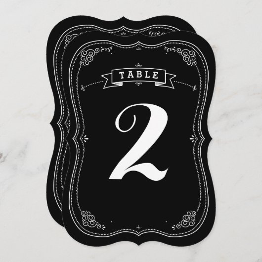 Extravagante Chalkboard Vintage Wedding Tischnumme Einladung (Vorne/Hinten)