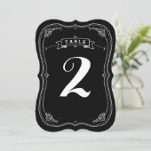 Extravagante Chalkboard Vintage Wedding Tischnumme Einladung (Stehend Vorderseite)