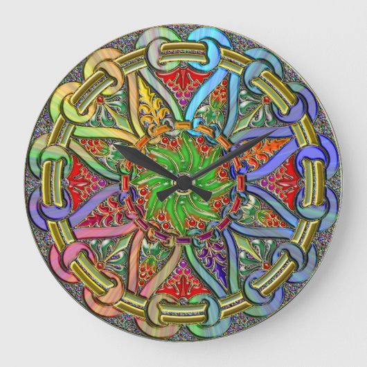 Extravagante Circle Floral Design Art Große Wanduhr (Vorderseite)