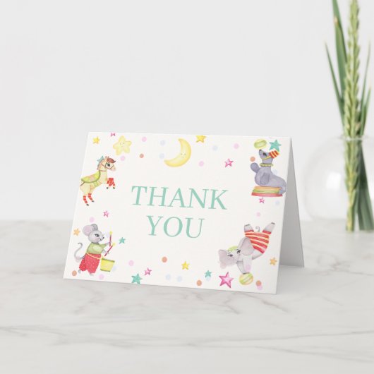 Extravagante Circus Karneval Animals Kinderdusche Dankeskarte (Vorderseite)