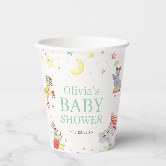 Extravagante Circus Karneval Animals Kinderdusche Pappbecher (Vorderseite)