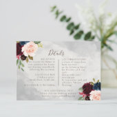 Extravagante Classic Rose Peony Blume Hochzeitdeta Begleitkarte (Stehend Vorderseite)