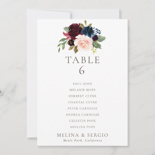 Extravagante Classic Wedding Table 6 Seating Chart Einladung (Vorderseite)